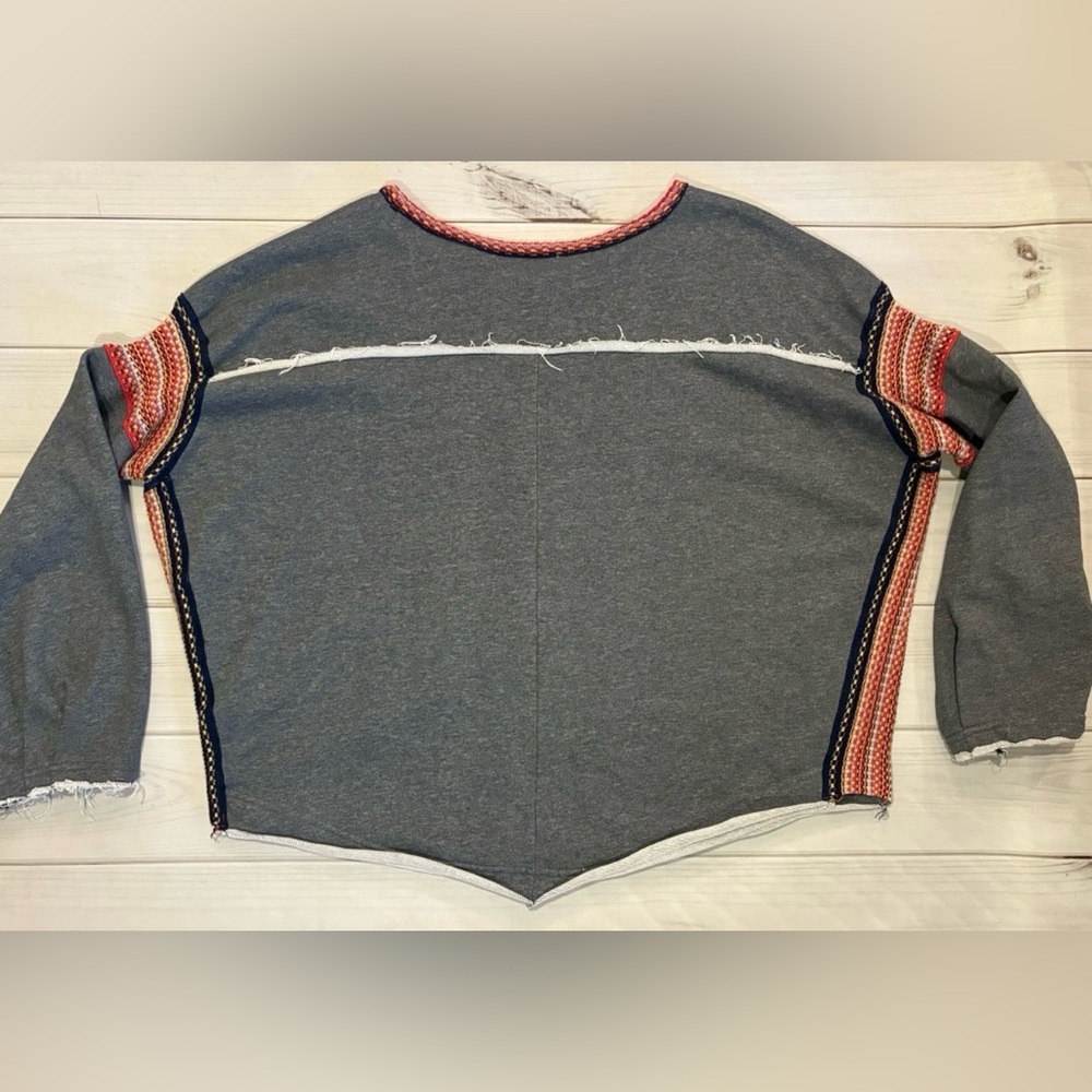NATURAL LIFE knit trim pullover French terry sweater sweatshirt boho L/XL - Picture 11 of 13